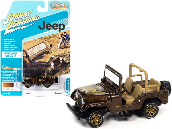 Johnny Lightning Jeep CJ-5 Golden Eagle in Mocha Brown metallic.