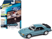1986 Ford Mustang SVO Light Regatta Blue Metallic with Black Stripes "Classic Gold Collection" Series Limited Edition to 12768 pieces Worldwide 1/64 Diecast Model Car by Johnny Lightning