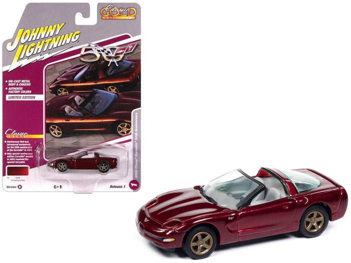 Johnny Lightning 2003 Corvette convertible in Anniversary Red, 50th Anniversary release.