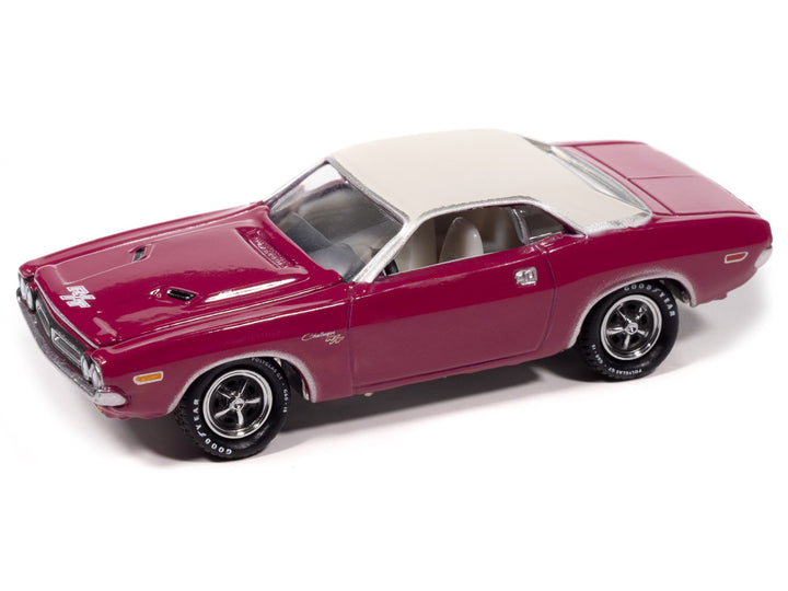 1971 Dodge Challenger R/T Panther Pink with White Top and Interior "Classic Gold Collection" 1/64 Diecast Model Car by Johnny Lightning image 2