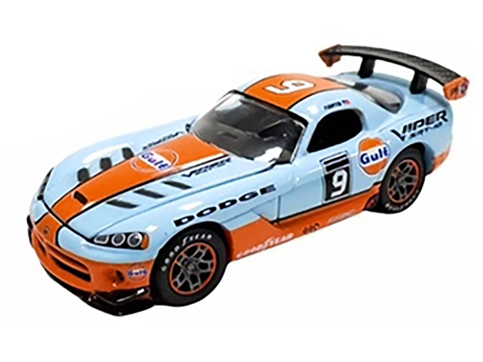 Johnny Lightning 2008 Dodge Viper SRT10 #9 in light-blue and orange Gulf livery.