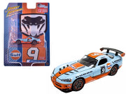 2008 Dodge Viper SRT10 #9 "Gulf Oil" Light Blue and Orange Limited Edition to 2496 pieces Worldwide 1/64 Diecast Model Car by Johnny Lightning image 2