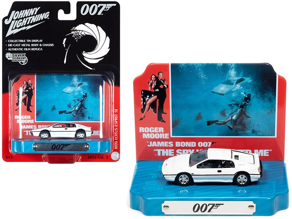 Johnny Lightning 1976 Lotus Esprit S1 in white, The Spy Who Loved Me collectible-tin release.