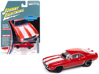 Johnny Lightning 1969 Camaro Z28 in red with white stripes.