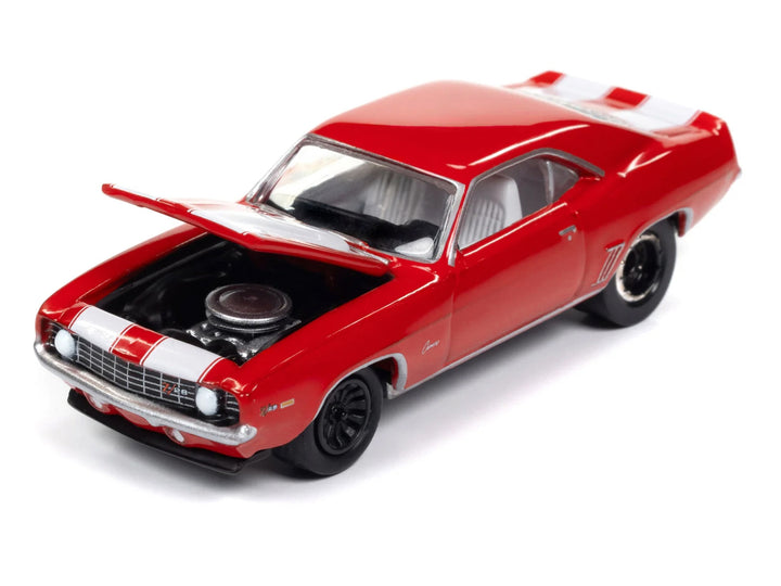 1969 Chevrolet Camaro Z28 Red with White Stripes and Interior "Muscle Cars USA" Series 1/64 Diecast Model Car by Johnny Lightning image 2