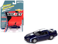 Johnny Lightning 2002 Nickey Camaro ZL1 in Navy Blue with white stripes.