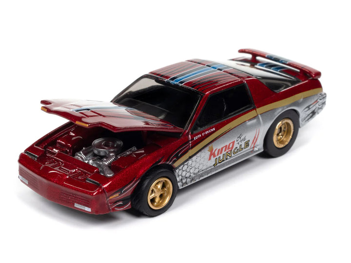 1987 Pontiac Firebird GTA "King of the Jungle" Red and Silver Metallic with Graphics "Muscle Cars USA" Series 1/64 Diecast Model Car by Johnny Lightning image 2