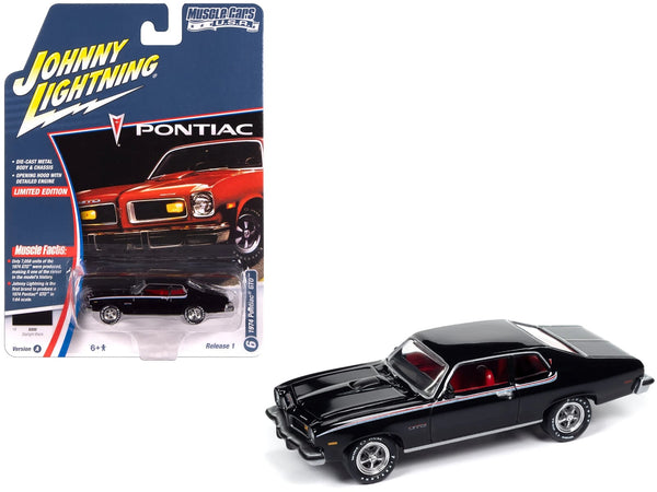 Johnny Lightning 1974 Pontiac GTO in Starlight Black with red interior.