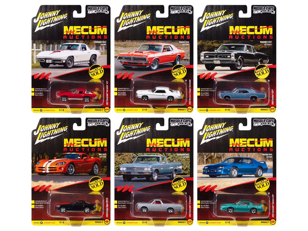 Johnny Lightning MECUM Muscle Cars USA 2025 Release 3 Set B six-car assortment.