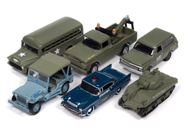 Johnny Lightning Military 2024 Release 2 Set B six-vehicle assortment.