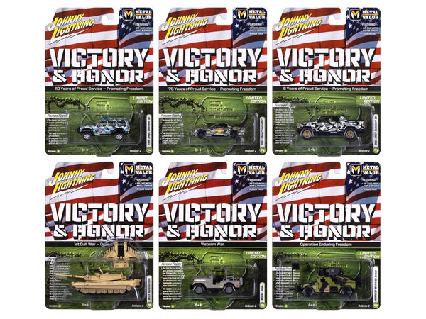 Johnny Lightning Military 2025 Release 2 Set A six-vehicle assortment.