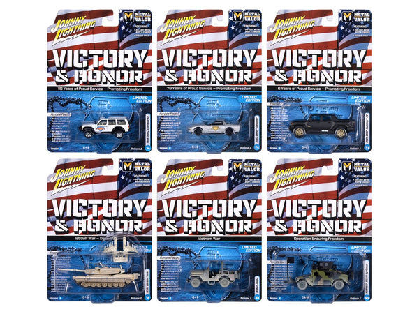 Johnny Lightning Military 2025 Release 2 Set B six-vehicle assortment.