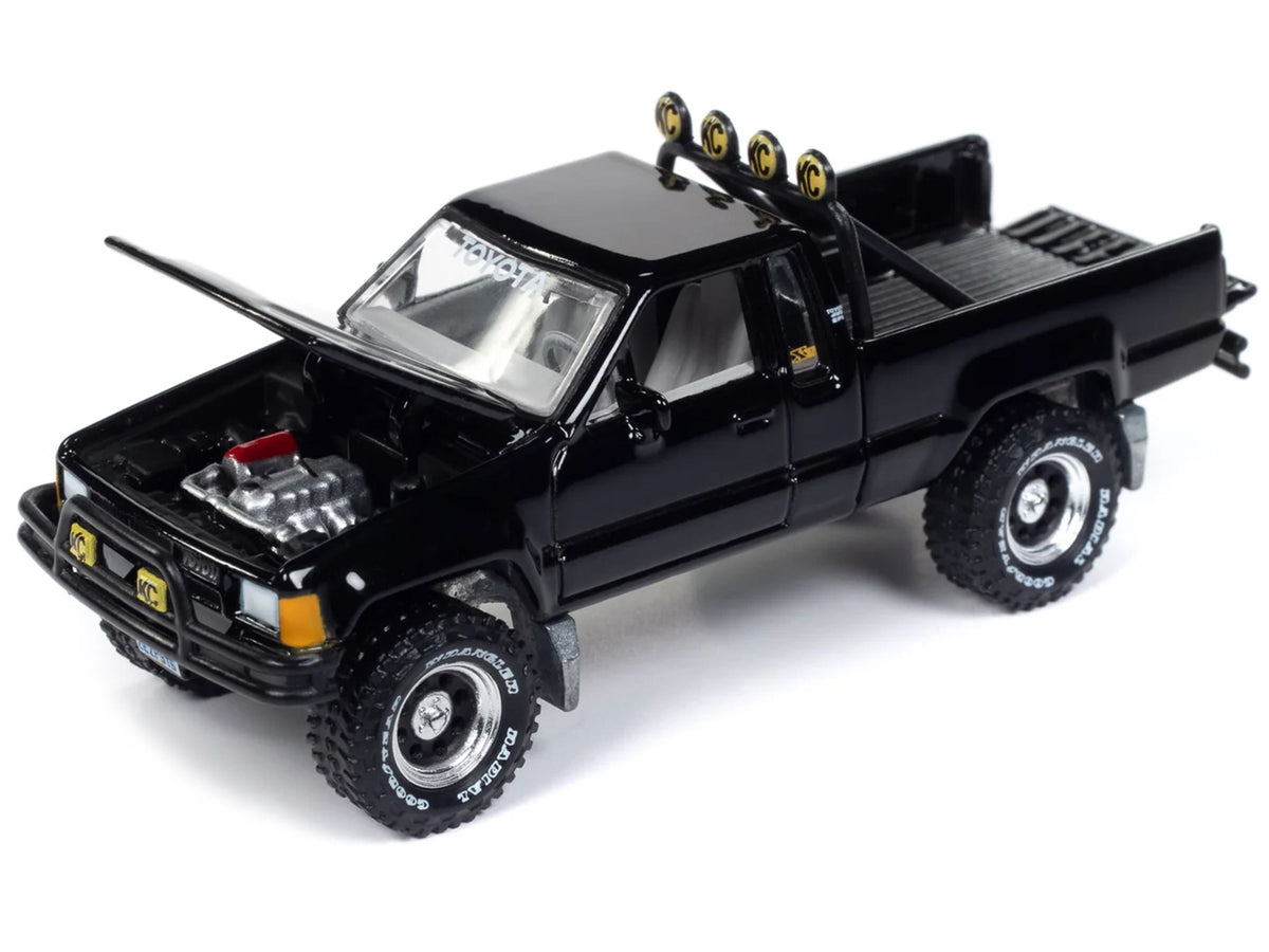 1985 Toyota SR5 Pickup Truck Black "Mystery Matinee" Movie Pop Culture 2024 Release 1 1/64 Diecast Model Car by Johnny Lightning