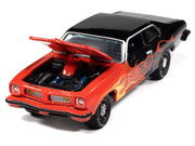1974 Pontiac GTO Black and Red with Flame Graphics "Black with Flames" Series 1/64 Diecast Model Car by Johnny Lightning image 3