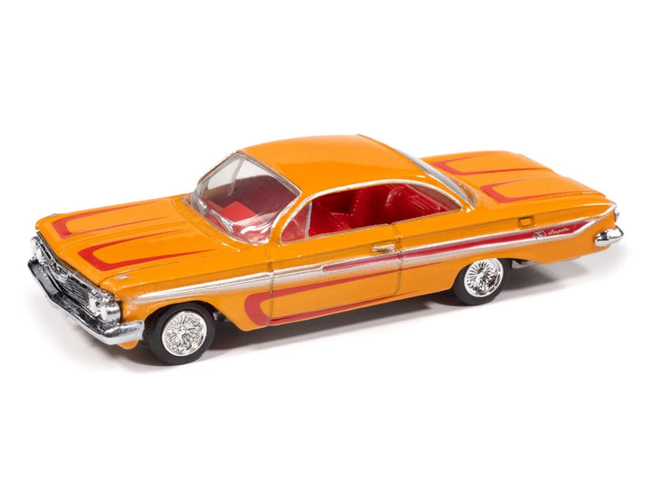 1961 Chevrolet Impala SS 409 Yellow Metallic with Red Stripes and Interior "Scrapin" Series 1/64 Diecast Model Car by Johnny Lightning image 2