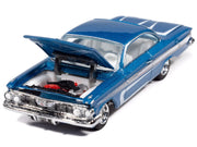 1961 Chevrolet Impala SS 409 Blue Metallic with White Stripes and Interior "Scrapin'" Series 1/64 Diecast Model Car by Johnny Lightning image 3