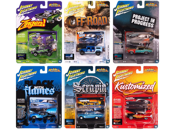 Johnny Lightning Street Freaks 2025 Release 1 Set B six-car assortment.