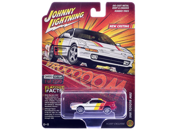 Johnny Lightning 1991 Toyota MR2 in white with stripes, Hobby Exclusive.