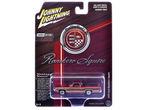 Johnny Lightning 1970 Ford Ranchero Squire in red with woodgrain sides.