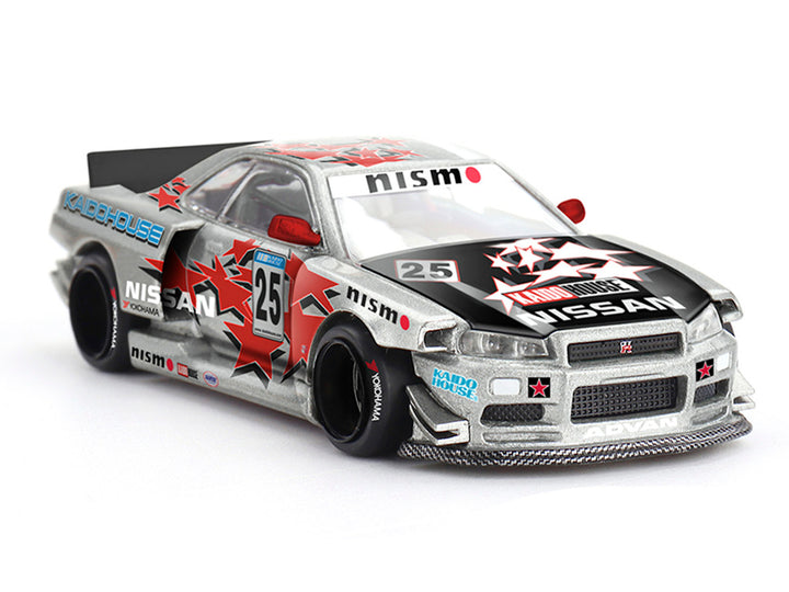 Nissan Skyline GT-R (R34) "Kaido Star Racing V1" RHD (Right Hand Drive) #25 Gray Metallic with Black Hood and Graphics (Designed by Jun Imai) "Kaido House" Special 1/64 Diecast Model Car by Mini GT image 2