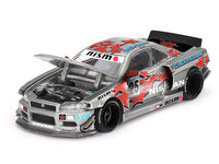Nissan Skyline GT-R (R34) "Kaido Star Racing V1" RHD (Right Hand Drive) #25 Gray Metallic with Black Hood and Graphics (Designed by Jun Imai) "Kaido House" Special 1/64 Diecast Model Car by Mini GT image 3