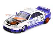 Nissan Skyline GT-R (R33) RHD (Right Hand Drive) #33 "BFTHR V1" Blue and White with Graphics (Designed by Jun Imai) "Kaido House" Special 1/64 Diecast Model Car by Mini GT image 2