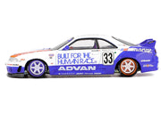 Nissan Skyline GT-R (R33) RHD (Right Hand Drive) #33 "BFTHR V1" Blue and White with Graphics (Designed by Jun Imai) "Kaido House" Special 1/64 Diecast Model Car by Mini GT image 3