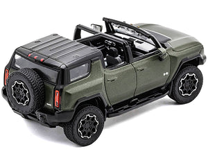 2023 GMC Hummer EV SUV Green Metallic with Black Top 1/64 Diecast Model Car by GCD image 2