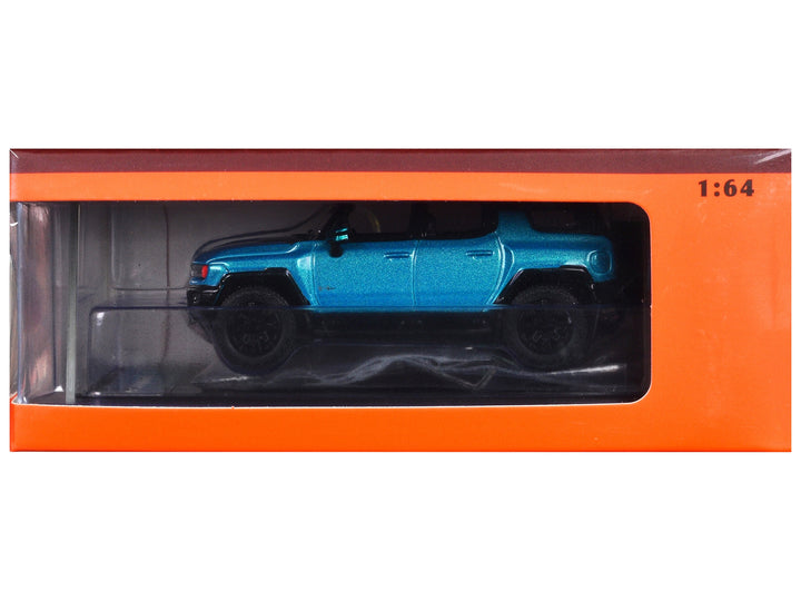 2023 GMC Hummer EV SUV Blue Metallic with Black Top 1/64 Diecast Model Car by GCD image 2