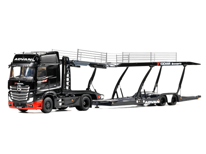 Mercedes-Benz Actros Gigaspace Auto Transporter "ADVAN Yokohama" Black 1/64 Diecast Model by GCD image 2