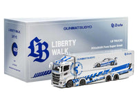 Mitsubishi Fuso Super Great Transporter RHD (Right Hand Drive) "LB-Trucks - Gunmatsusyo" Silver Metallic with Blue Graphics "Tokyo Auto Salon (TAS) 2026 Exclusive" 1/64 Diecast Model by GCD image 5