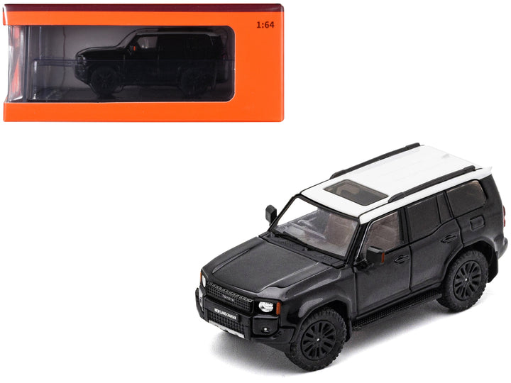 Toyota Land Cruiser Prado 250 Black with White Top 1/64 Diecast Model Car by GCD image 2