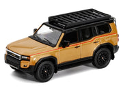 2024 Toyota Land Cruiser Prado Gold Metallic with Red Stripes and Roof Rack 1/64 Diecast Model Car by GCD image 2