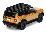 2024 Toyota Land Cruiser Prado Gold Metallic with Red Stripes and Roof Rack 1/64 Diecast Model Car by GCD image 4