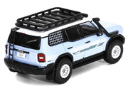 2024 Toyota Land Cruiser Prado Light Blue with White Top and Stripes with Roof Rack and Accessory 1/64 Diecast Model Car by GCD image 3