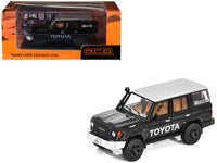 Toyota Land Cruiser (J76) Black with Silver Metallic Top 1/64 Diecast Model Car by GCD