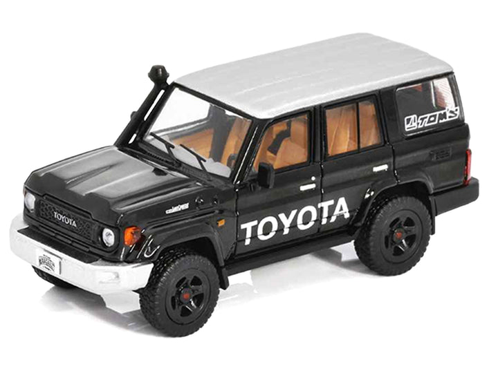 Toyota Land Cruiser (J76) Black with Silver Metallic Top 1/64 Diecast Model Car by GCD image 2