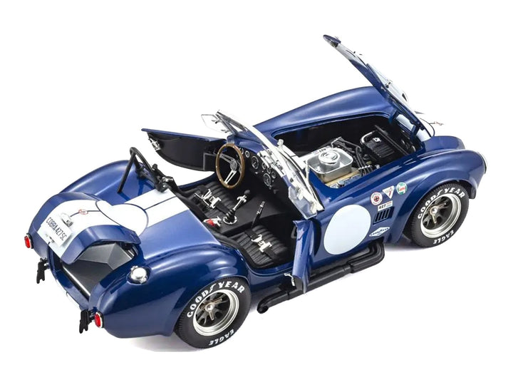 Shelby Cobra 427 S/C Blue with White Stripes and Race Graphics 1/18 Diecast Model Car by Kyosho image 2