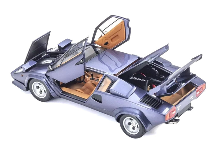 Lamborghini Countach LP 5000 Quattrovalvole Dark Blue Metallic 1/18 Diecast Model Car by Kyosho image 2