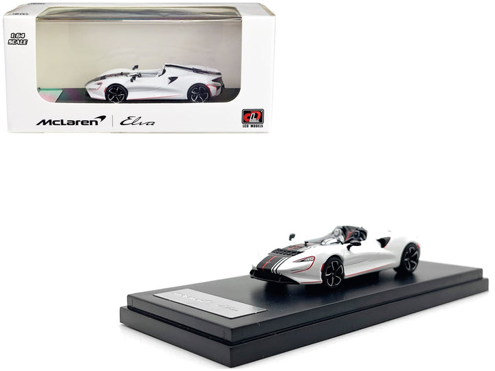 McLaren Elva Convertible White with Carbon and Red Stripes 1/64 Diecast Model Car by LCD Models image 2