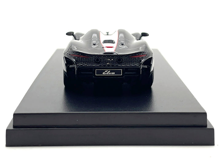 McLaren Elva Convertible #4 Carbon Black with White and Red Stripes 1/64 Diecast Model Car by LCD Models image 2