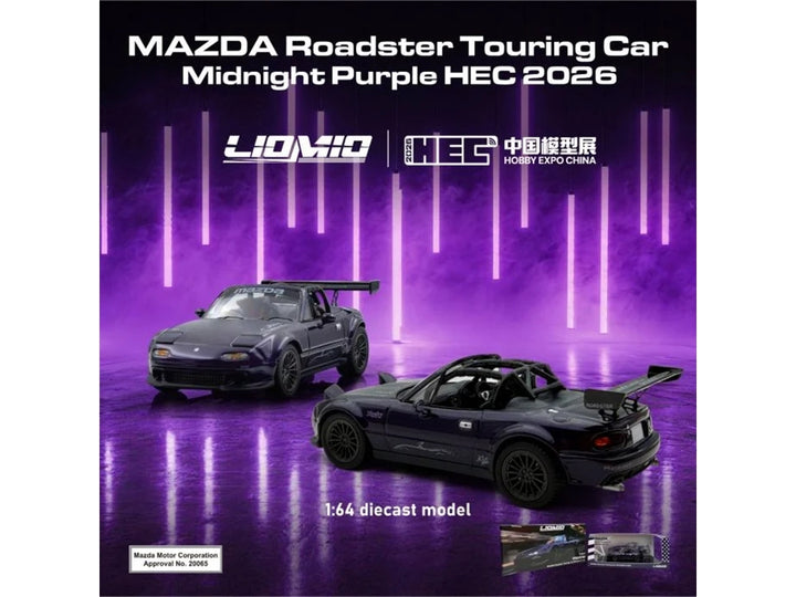 Mazda Roadster Touring Car RHD (Right Hand Drive) Midnight Purple Metallic "Hobby Expo China 2026 Event Edition" 1/64 Diecast Model Car by Liomio image 2