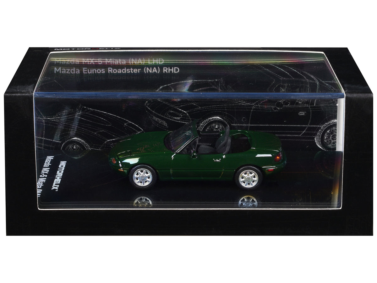 Mazda MX-5 Miata (NA) Convertible British Racing Green 1/64 Diecast Model Car by MotorHelix