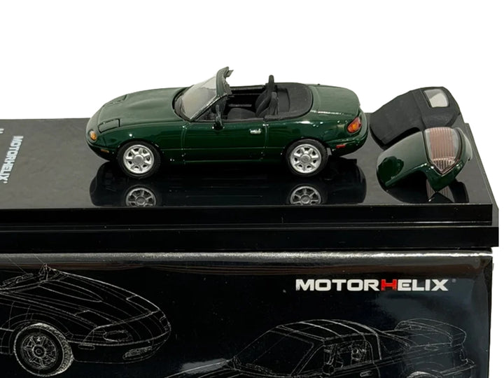 Mazda MX-5 Miata (NA) Convertible British Racing Green 1/64 Diecast Model Car by MotorHelix image 2