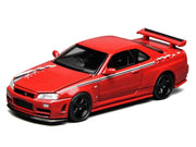 Nissan Skyline GT-R (R34) Nismo RHD (Right Hand Drive) Custom Red with Stripes "Senior 64" Series 1/64 Diecast Model Car by MotorHelix image 2