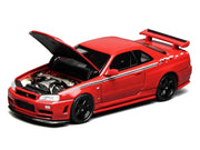 Nissan Skyline GT-R (R34) Nismo RHD (Right Hand Drive) Custom Red with Stripes "Senior 64" Series 1/64 Diecast Model Car by MotorHelix image 3