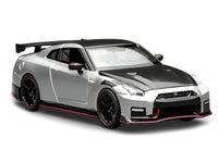 2022 Nissan GT-R Nismo (R35) RHD (Right Hand Drive) Ultimate Metal Silver Metallic with Carbon Hood and Top "Senior 64" Series 1/64 Diecast Model Car by MotorHelix image 2