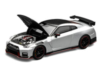 2022 Nissan GT-R Nismo (R35) RHD (Right Hand Drive) Ultimate Metal Silver Metallic with Carbon Hood and Top "Senior 64" Series 1/64 Diecast Model Car by MotorHelix image 3