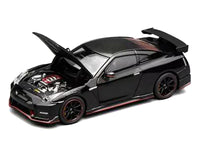 2022 Nissan GT-R Nismo (R35) RHD (Right Hand Drive) Meteor Flake Black Pearl with Carbon Hood and Top "Senior 64" Series 1/64 Diecast Model Car by MotorHelix image 3