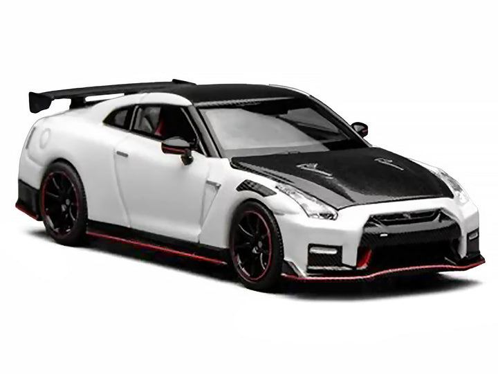 2022 Nissan GT-R Nismo (R35) RHD (Right Hand Drive) Brilliant White Pearl with Carbon Hood and Top "Senior 64" Series 1/64 Diecast Model Car by MotorHelix image 2